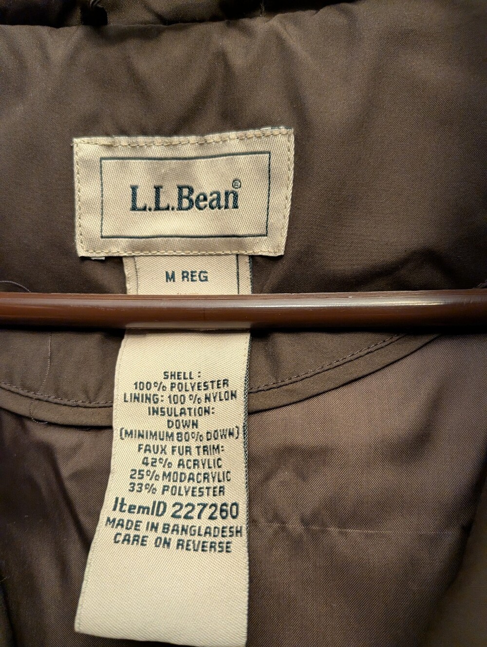 L. L. Bean Women's Brown 650 Down Coat Medium Removable Hood - Picture 5 of 8